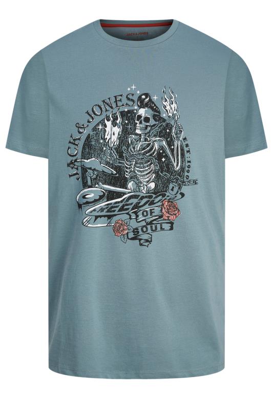 JACK & JONES Big & Tall Blue Rock Skull T-Shirt | BadRhino 2