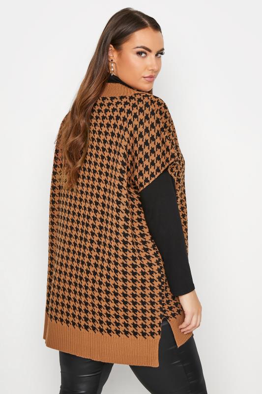 Brown Dogtooth Jacquard Knitted Vest_C.jpg