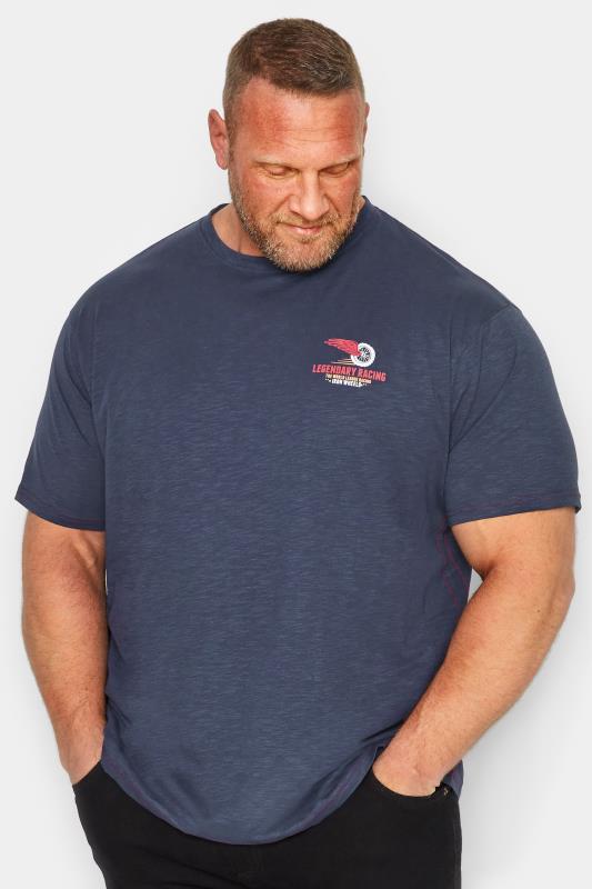 KAM Big & Tall Navy Blue 'Legendary Racing' Print T-Shirt | BadRhino 1