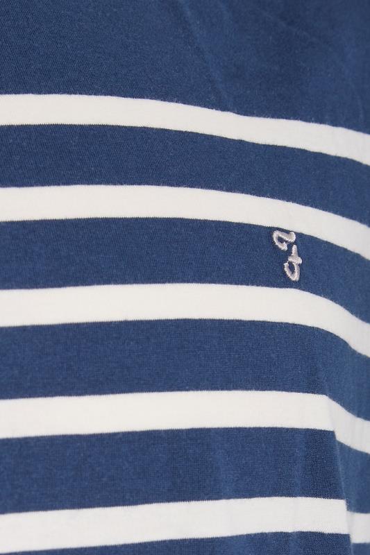 FARAH Big & Tall Navy Blue Organic Stripe Print Ringer T-Shirt 2