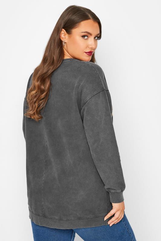 Plus Size Charcoal Grey 'London' Slogan Sweatshirt | Yours Clothing 3