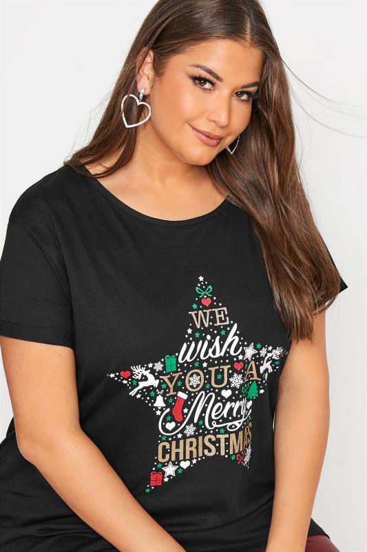 Black 'We Wish You A Merry Christmas' Slogan Christmas T-Shirt_D.jpg
