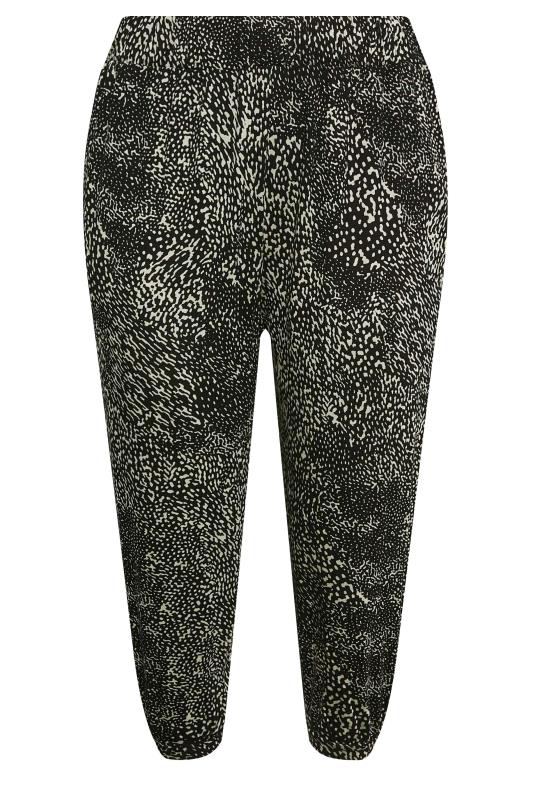 YOURS Plus Size Black Mixed Animal Print Cropped Harem Joggers | Yours Clothing 5