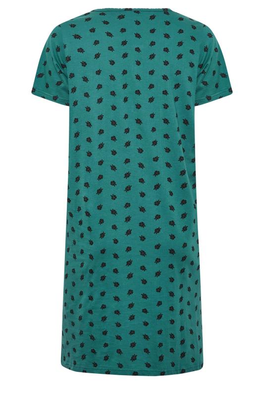 YOURS Plus Size Green Ditsy Print Placket Nightdress | Yours Clothing 6