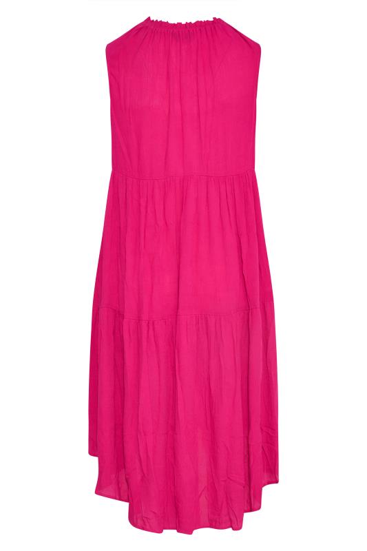 Plus Size Hot Pink Sleeveless Crinkle Dress | Yours Clothing 7