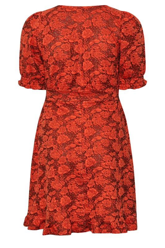 Plus Size Red Floral V-Neck Midi Dress | Yours Clothing 7