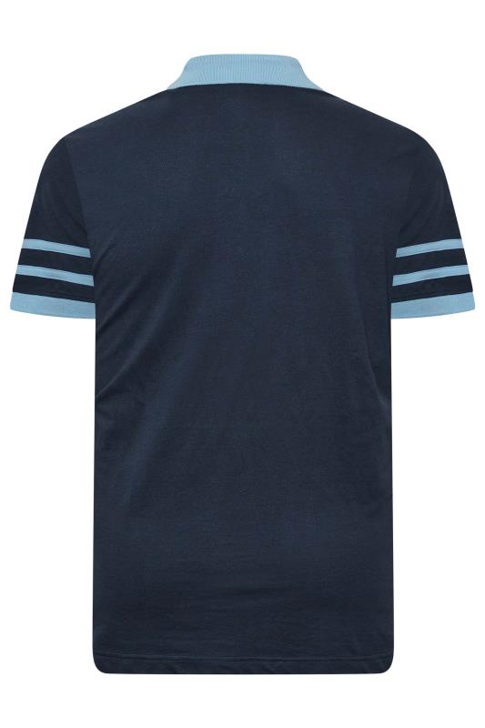 BadRhino Big & Tall Blue Colour Block Logo Polo Shirt 2