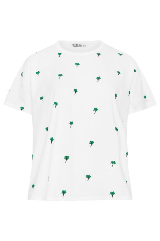 Plus Size  LIMITED COLLECTION Curve White Embroidered Palm Tree T-Shirt