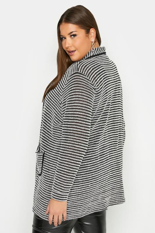 Plus Size Curve Black Stripe Pocket Detail Knitted Cardigan | Yours Clothing 3