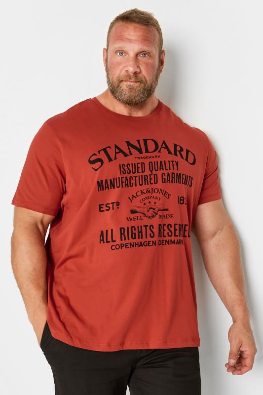 Jack & Jones Big & Tall Red 'Standard' Slogan T-Shirt | BadRhino  1