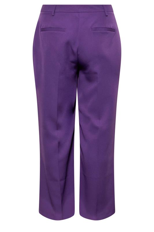 Plus Size Purple Split Hem Flared Trousers | Yours Clothing 5