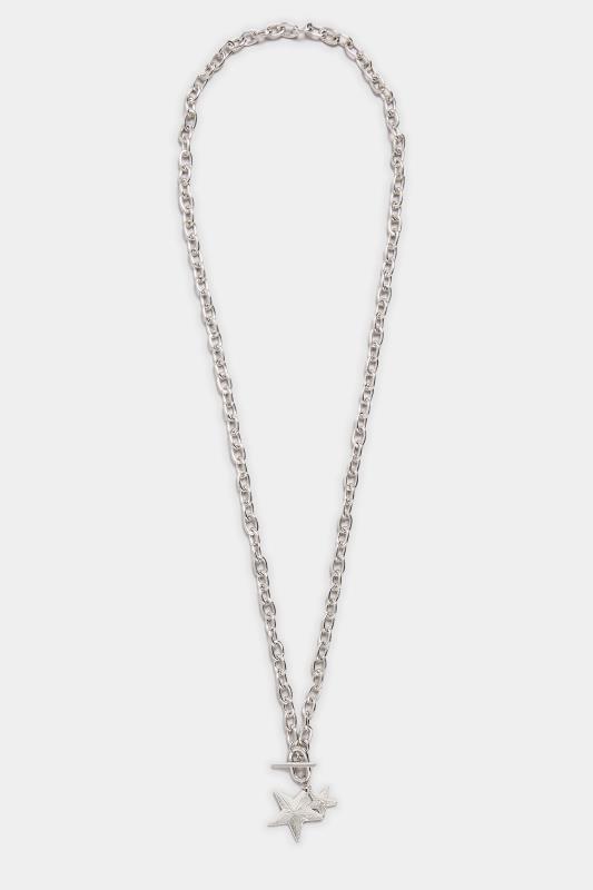 Silver Tone Star Chain Long Necklace | Yours Clothing 2