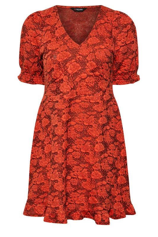 Plus Size Red Floral V-Neck Midi Dress | Yours Clothing 6