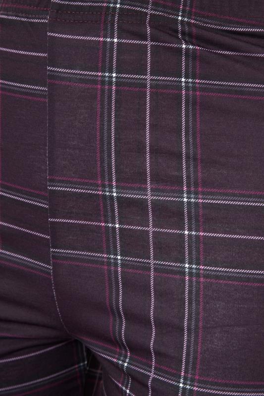 Plus Size Purple Check Leggings | Yours Clothing 3