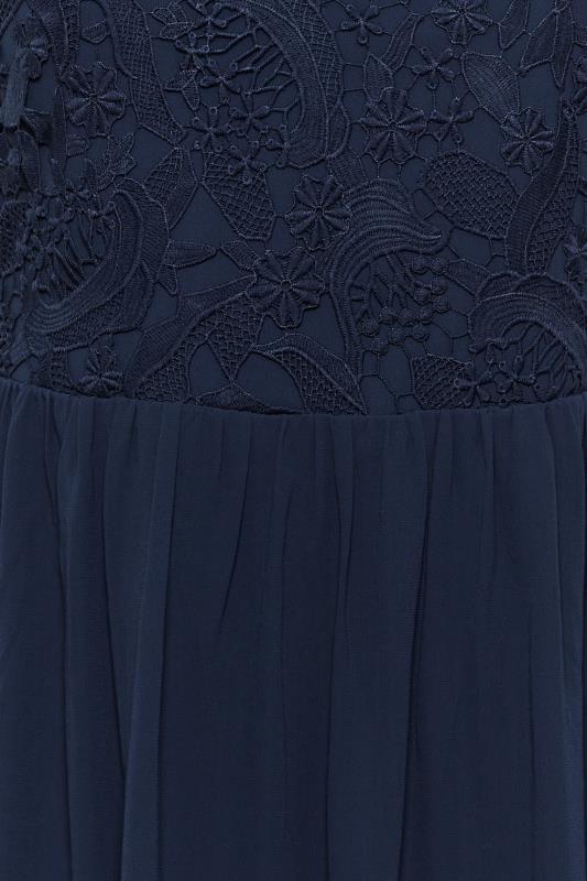 Plus Size YOURS LONDON Curve Dark Blue Lace Front Chiffon Maxi Dress | Yours Clothing  5
