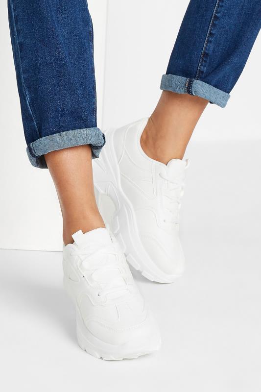 Petite  PixieGirl White Chunky Trainers In Standard D Fit