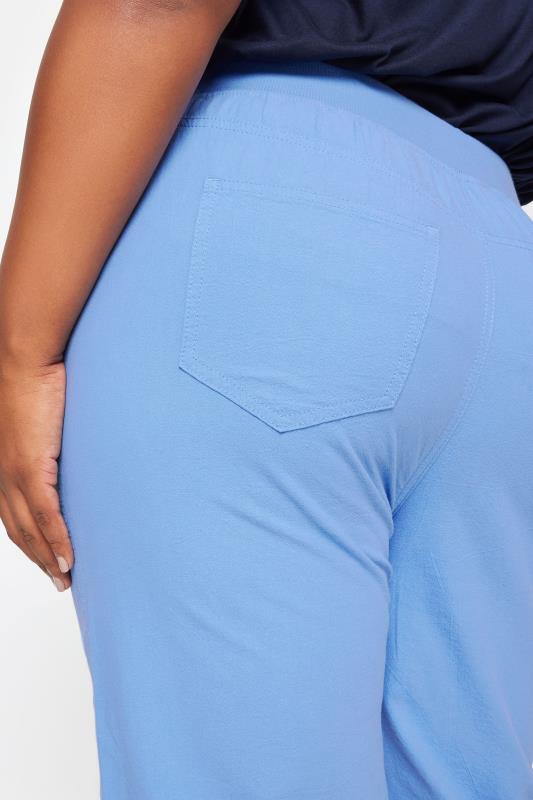 YOURS Plus Size Light Blue Elasticated Cool Cotton Cropped Trousers | Yours Clothing 4