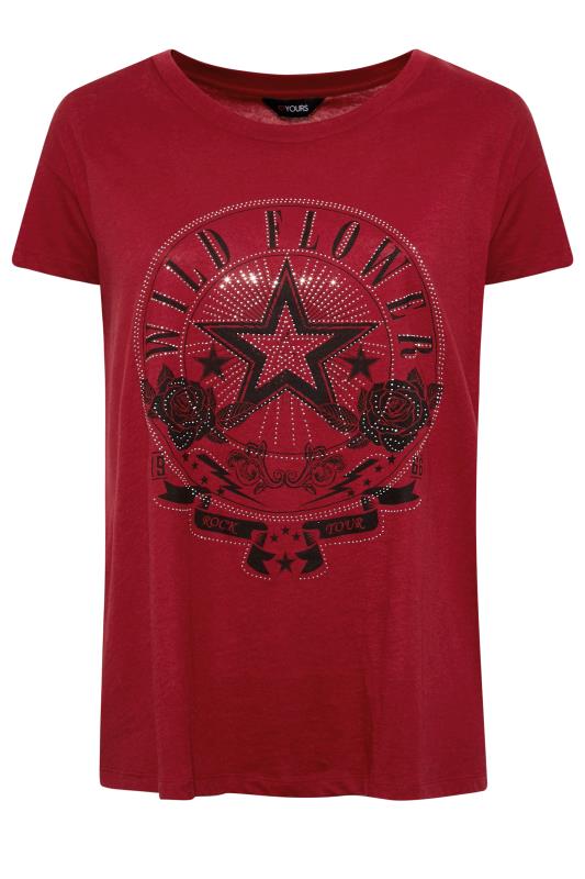 Plus Size Red Diamante 'Wildflower' Printed T-Shirt | Yours Clothing 6