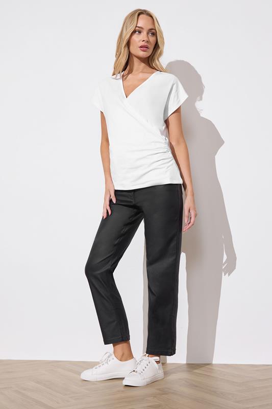 M&Co 2 PACK White & Navy Short Sleeve Wrap Tops | M&Co 4