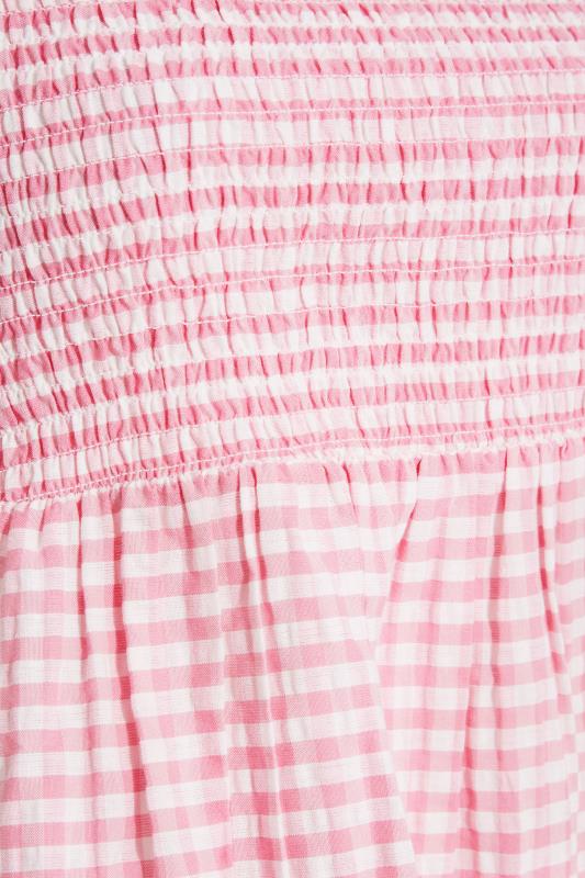 Curve Pink Gingham Shirred Top 4