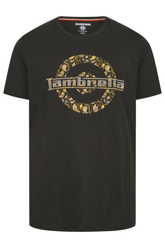 LAMBRETTA Big & Tall Plus Size Black 'Lambretta' Slogan T-Shirt | BadRhino  3