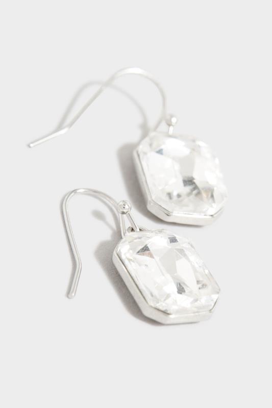 Silver Diamante Square Drop Earrings 3