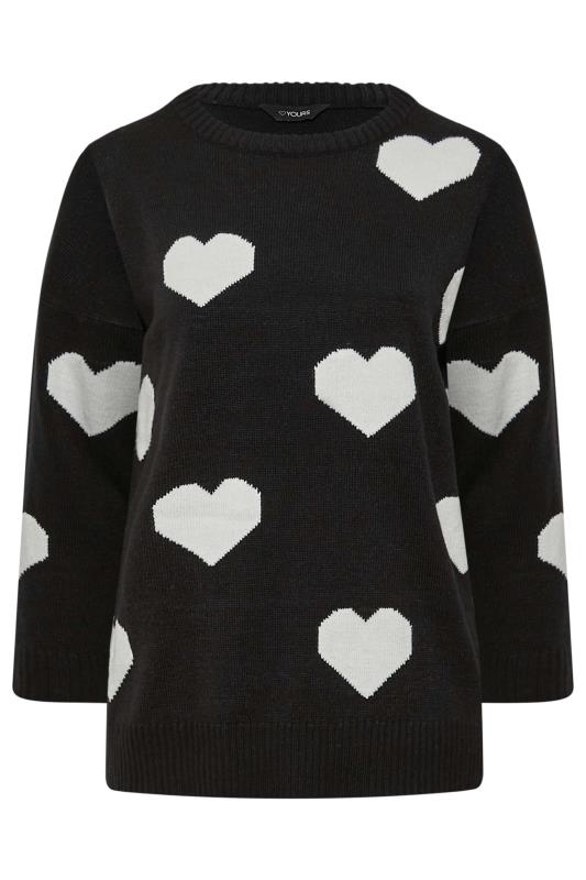 Plus Size Black Heart Jacquard Knit Jumper | Yours Clothing 6
