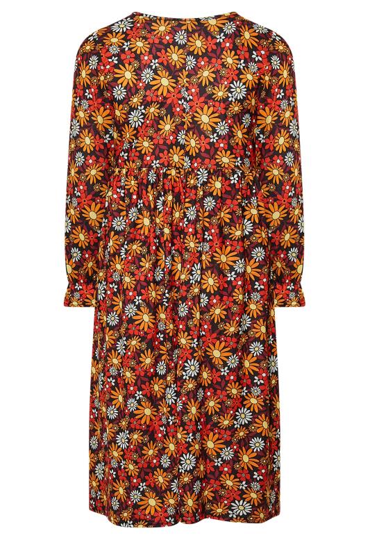 LIMITED COLLECTION Plus Size Orange Retro Floral Print Dress | Yours Clothing 7