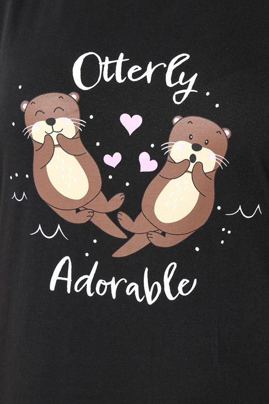 YOURS Plus Size Black 'Otterly Adorable' Midaxi Nightdress | Yours Clothing 4