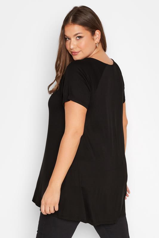 Plus Size Black V-Neck Zip Swing Top | Yours Clothing 3