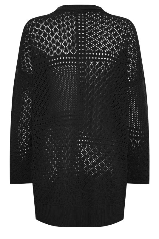 YOURS Plus Size Black Pointelle Longline Cardigan | Yours Clothing 7