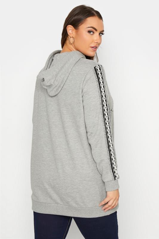 Curve Grey Zodiac Graphic Print Embroidered Hoodie 3