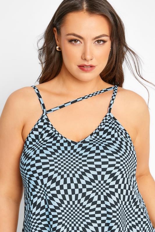 LIMITED COLLECTION Plus Size Blue Checkerboard Print Strap Detail Cami Top | Yours Clothing  4