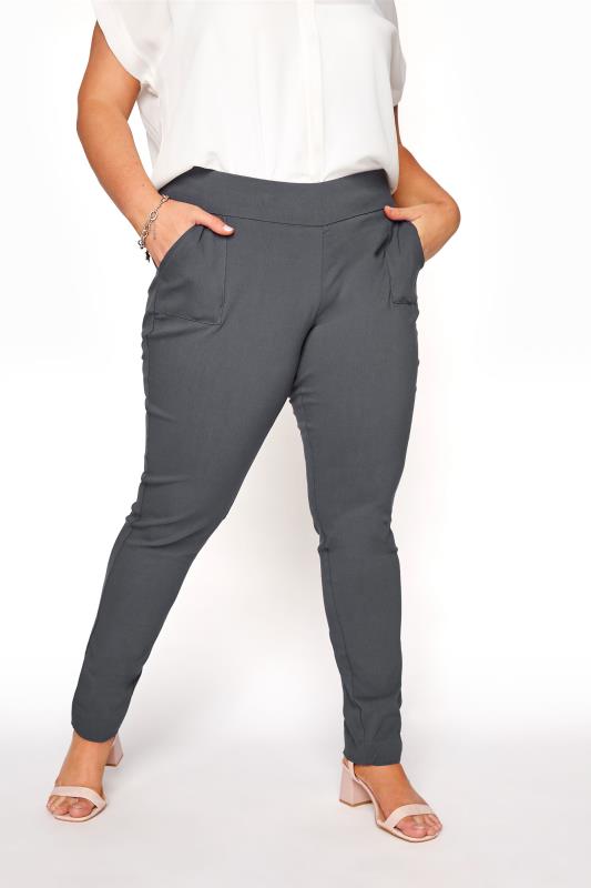  Curve Charcoal Grey Bengaline Stretch Trousers