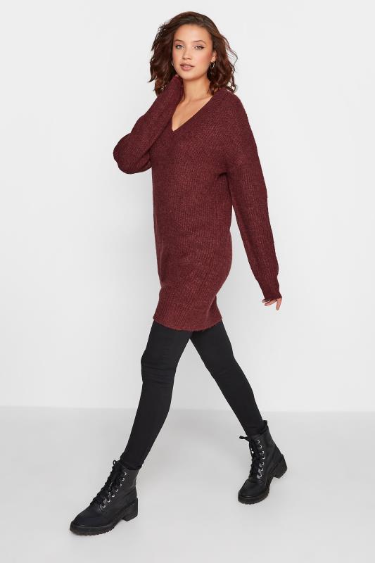LTS Tall Women's Burgundy Red V-Neck Knitted Tunic Top | Long Tall Sally 2