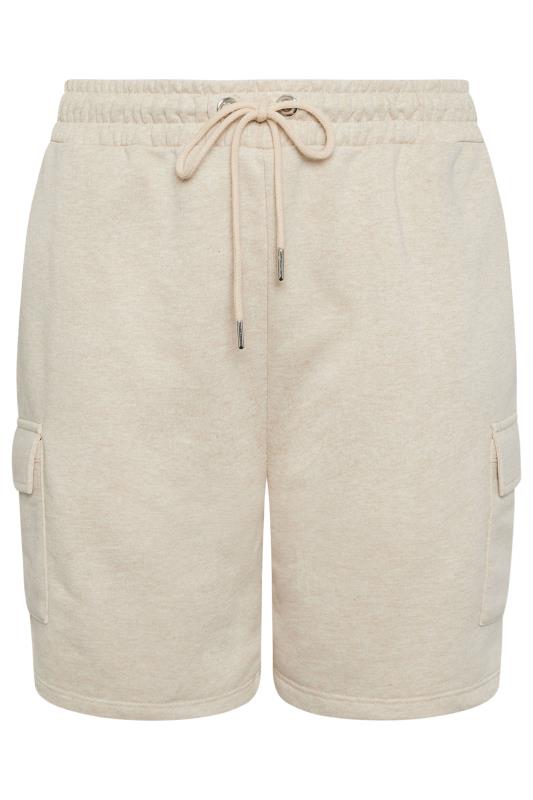 YOURS Plus Size Natural Brown Cargo Jogger Shorts | Yours Clothing 5