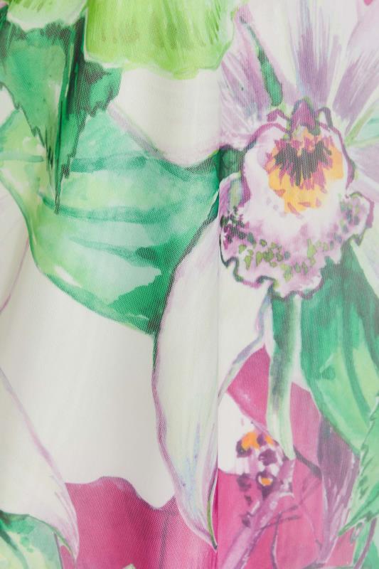 Curve White Floral Print Mesh Double Layer Vest Top 4