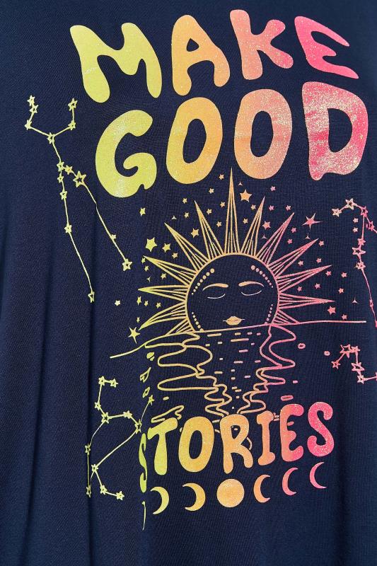 Plus Size Navy Blue 'Make Good Stories' Slogan T-Shirt | Yours Clothing  5