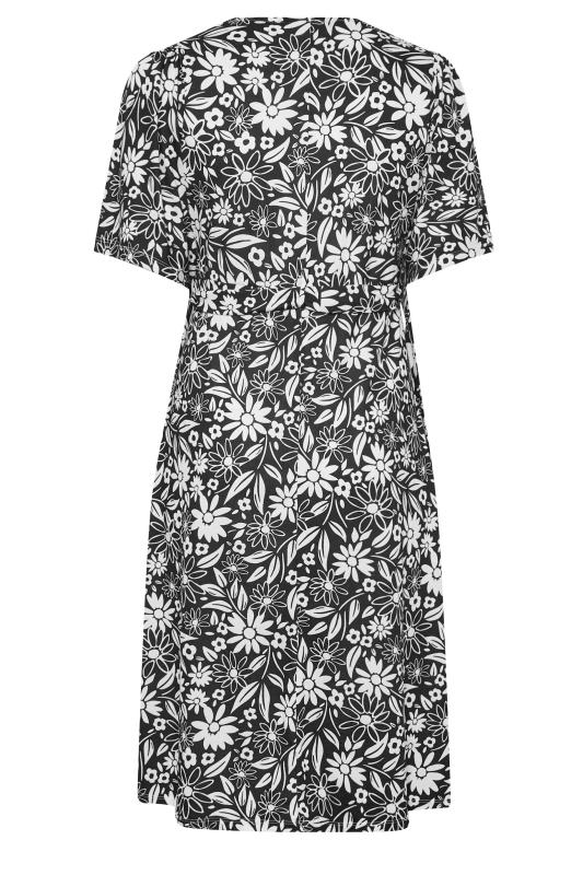 YOURS Plus Size Black Floral Print Wrap Midi Dress | Yours Clothing 7