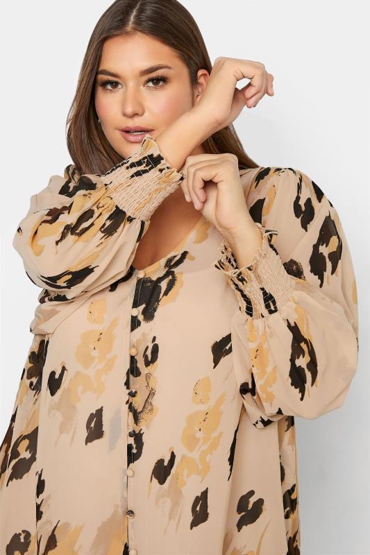YOURS LONDON Plus Size Brown Leopard Print Balloon Sleeve Shirt | Yours Clothing  3