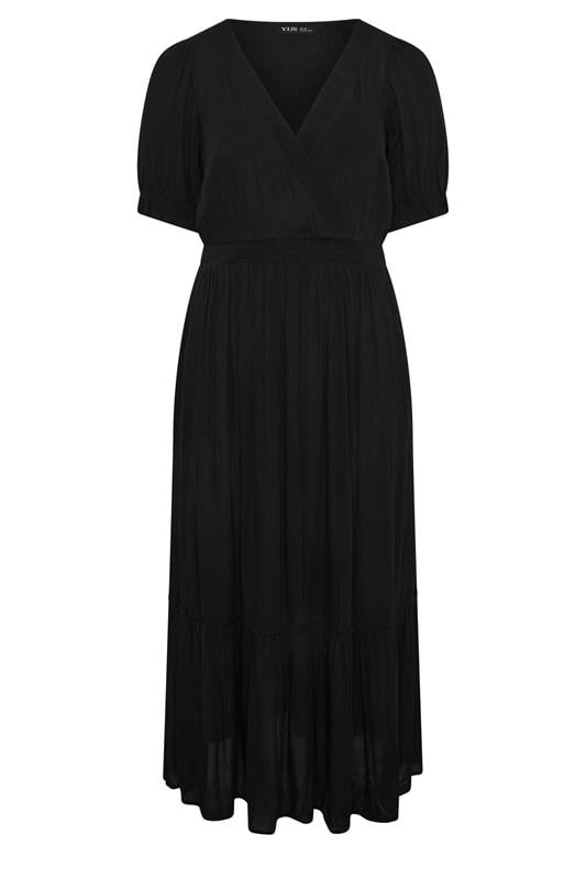 YOURS Plus Size Black Shirred Neck Maxi Dress | Yours Clothing 5