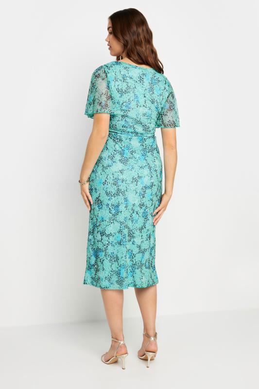 LTS Tall Women's Blue Leopard Print Mesh Midaxi Wrap Dress | Long Tall Sally 3