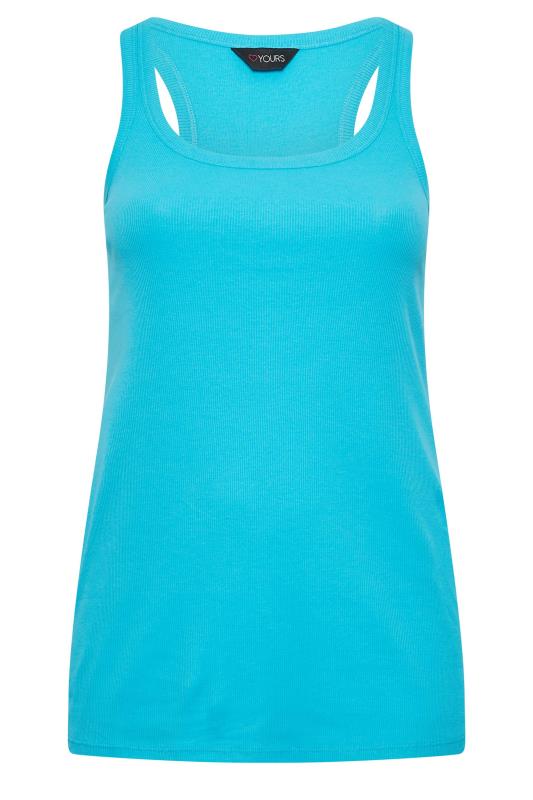 YOURS Plus Size Turquoise Blue Racer Back Vest Top | Yours Clothing 7
