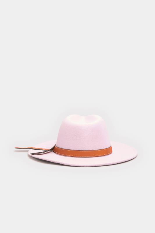 Pink Faux Leather Band Fedora Hat | Yours Clothing 3
