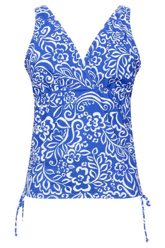 M&Co Haut de tankini ajustable bleu à fleurs 