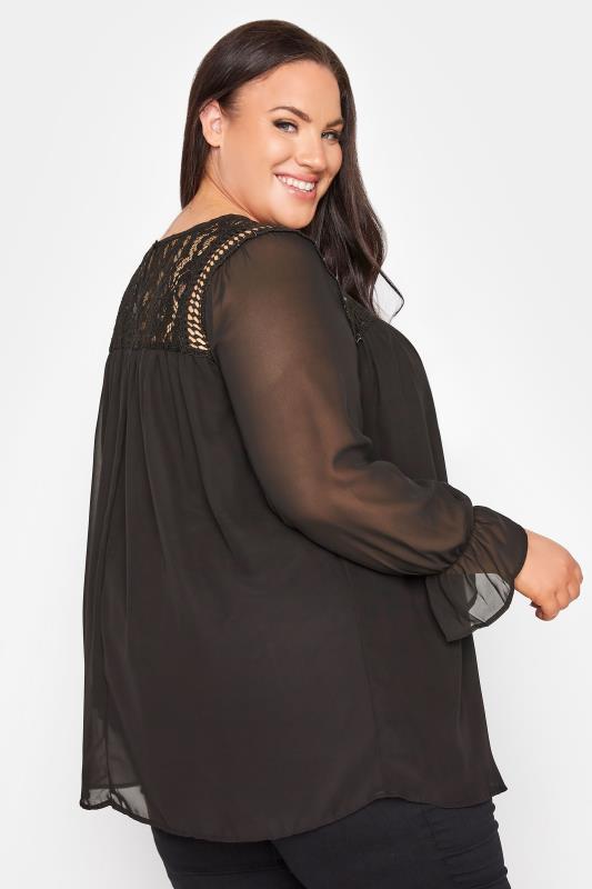 Plus Size YOURS LONDON Black Lace Blouse | Yours Clothing 3