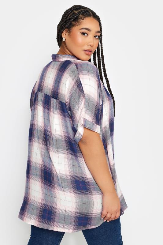 YOURS Plus Size Purple Check Print Shirt | Yours Clothing 3