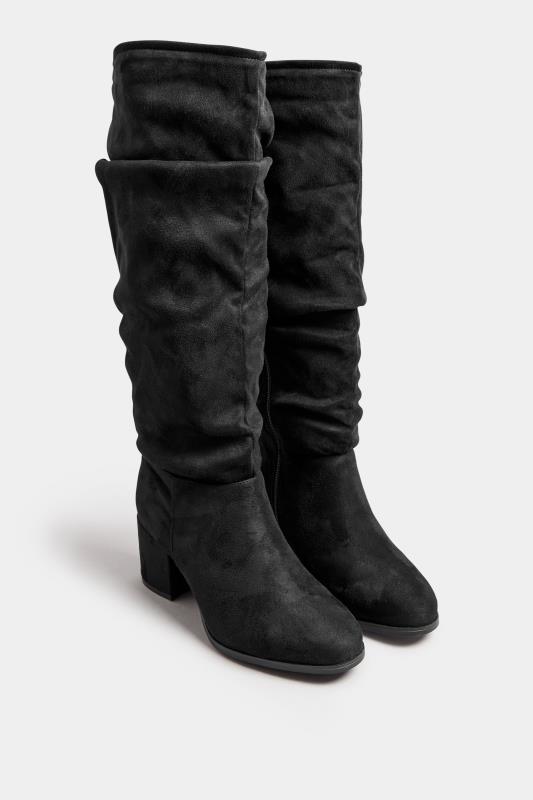 LIMITED COLLECTION Curve Black Slouch Knee High Boots In Extra Wide EEE Fit | Yours Clothing  2
