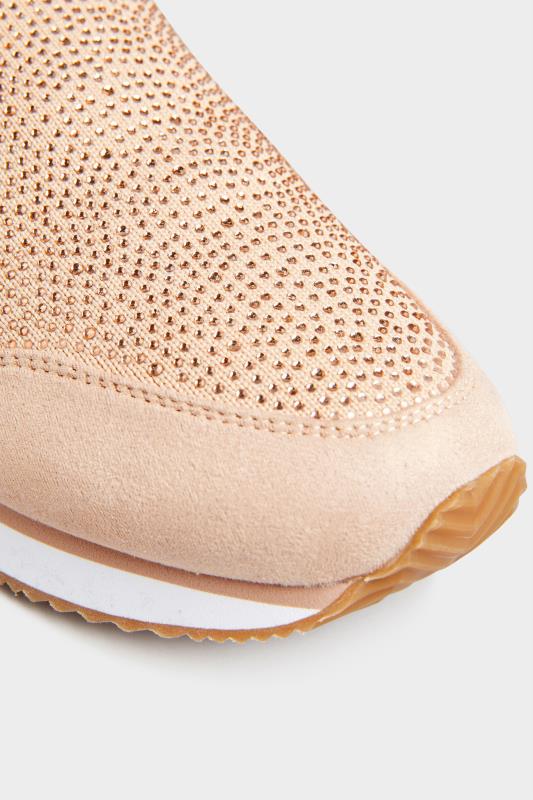 Nude Sock Style Diamante Trainers 6
