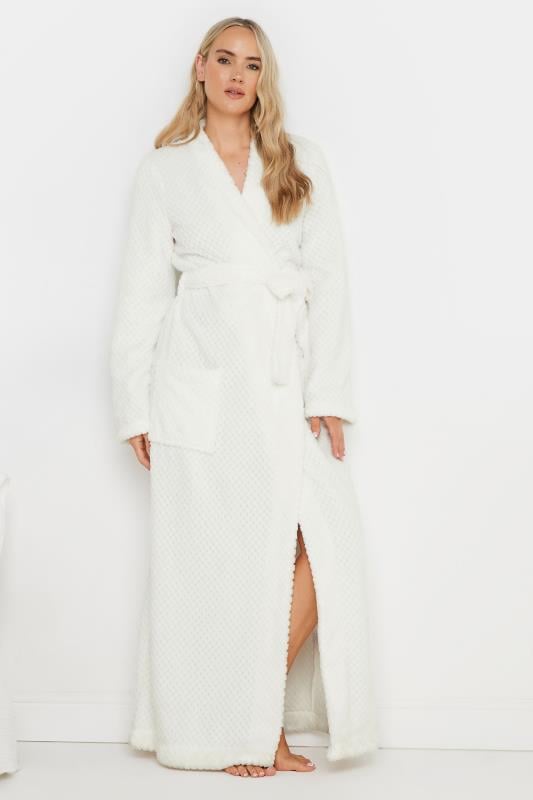 LTS Tall Ivory White Waffle Maxi Dressing Gown | Long Tall Sally 2